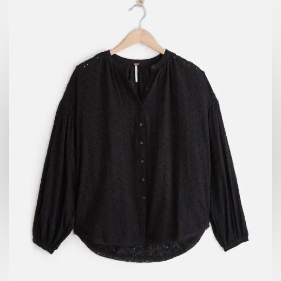 Free People Black Button-Up Top - Picture 6 of 8